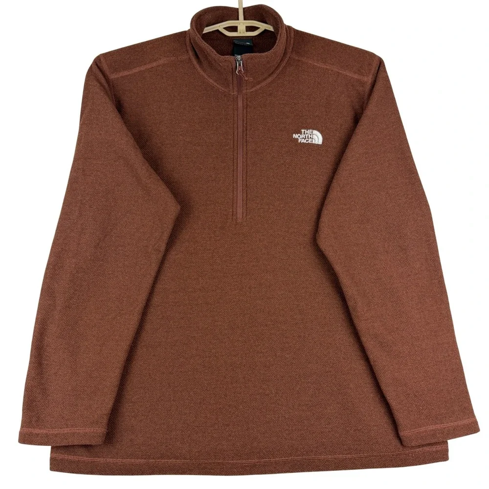 The North Face Pullover Men XXL Brown 1/4 Zip Sweater Fleece NF0A3YR178E